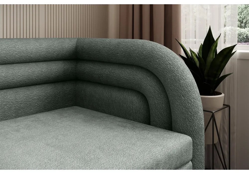 Зелен шенилов сгъваем/с място за съхранение диван десен ъгъл 223 cm Fabillo – ELTAP