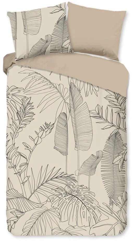 Бежово единично удължено памучно спално бельо 140x220 cm Sym – Good Morning