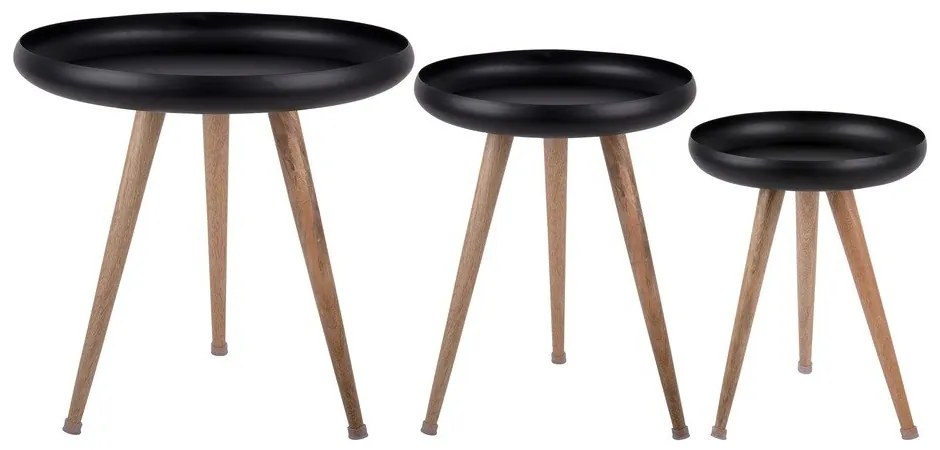 Метални кръгли масички в комплект от 3 Tripod - Leitmotiv