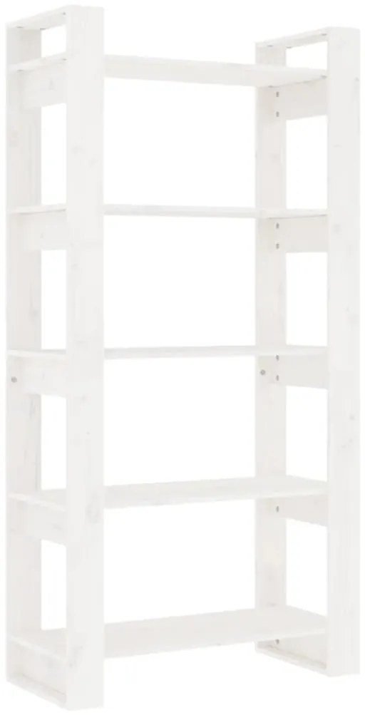 813910 vidaXL Библиотека/разделител за стая, бяла, 80x35x160 см, бор масив