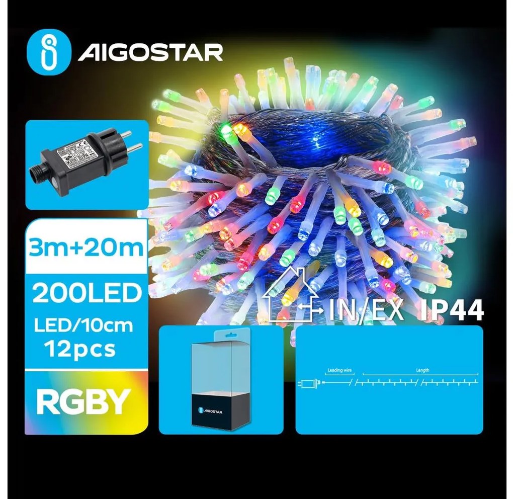 Aigostar - LED Екстериорни коледни лампички 200xLED/8 функции 23 м IP44 многоцветен