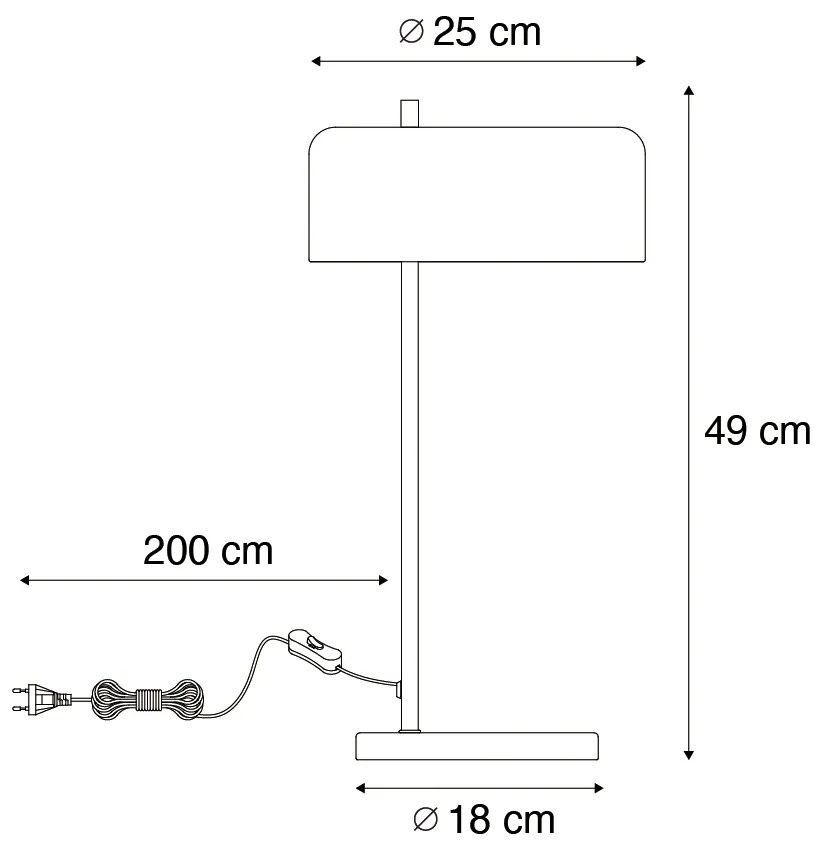 Ретро настолна лампа черна със златен интериор - Jinte