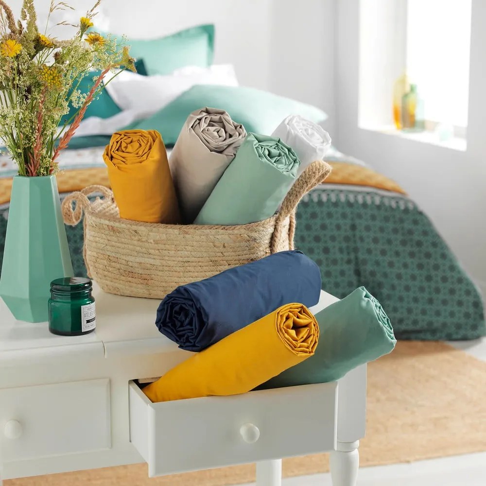 Сив еластичен чаршаф от органичен памук 160x200 cm Biolina – douceur d'intérieur