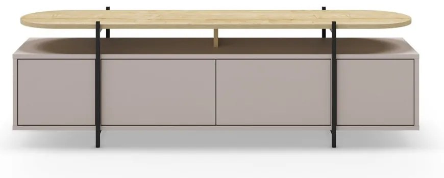 Масичка за телевизор в сиво и бежово от дъб 160x48 cm Hinoa - Marckeric