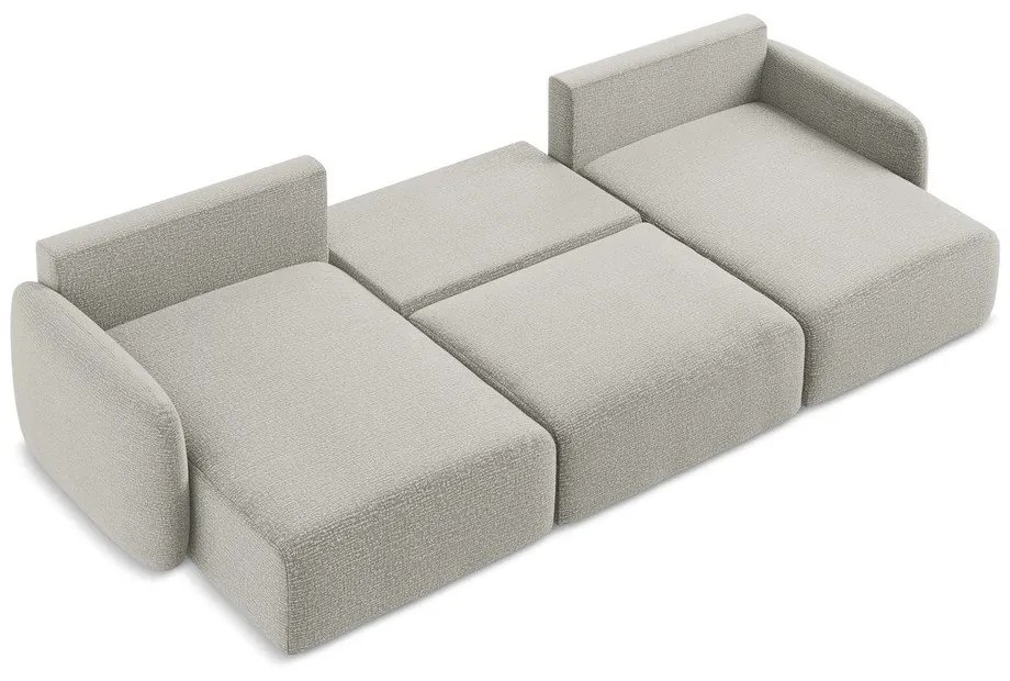 Светлосив разтегателен ъглов диван с място за съхранение Kalena – Makamii