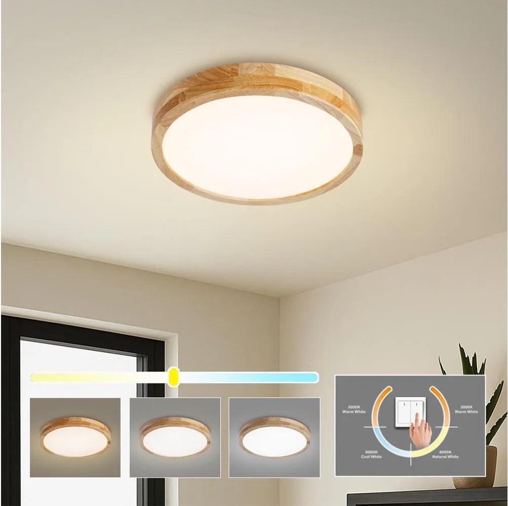 BRILAGI - LED таванно осветително тяло WOODLINE LED/24W/230V 3000/4000/6000K дъб диам. 30 cm