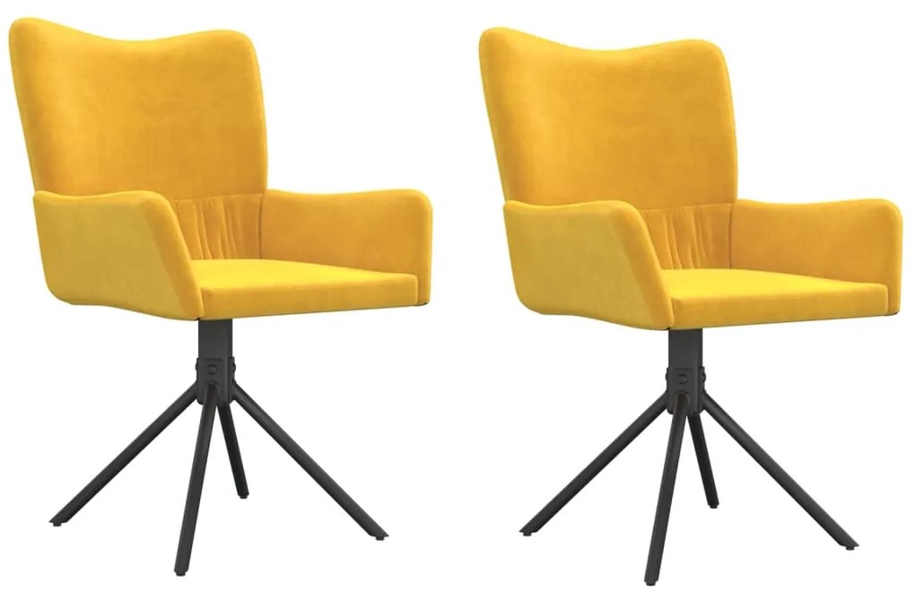 344816 vidaXL Въртящи трапезни столове, 2 бр, жълти, кадифе