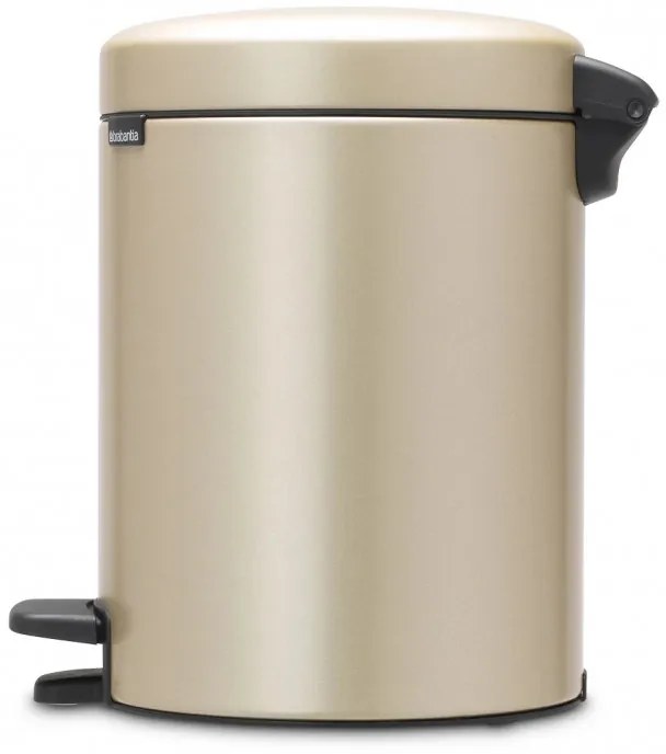 Кош за боклук с педал Brabantia NewIcon 1003198, 5 л, Плавно затваряне, Противоплъзгаща основа, Златен металик
