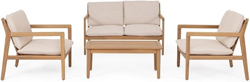Градински комплект за отдих от масивна акация в естествен цвят за 4 Danubio – Bizzotto