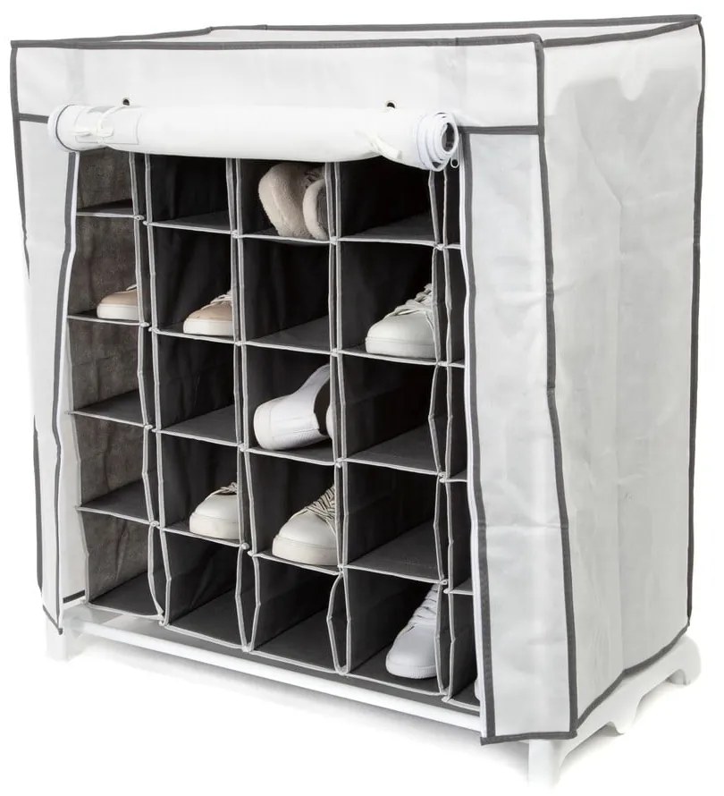 Черно-бяла текстилна етажерка за обувки Обувки, 25 отделения - Compactor
