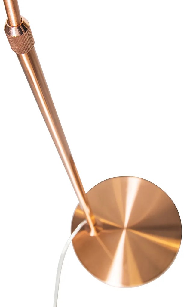 Модерна аркова лампа мед с бял абажур - Arc Basic