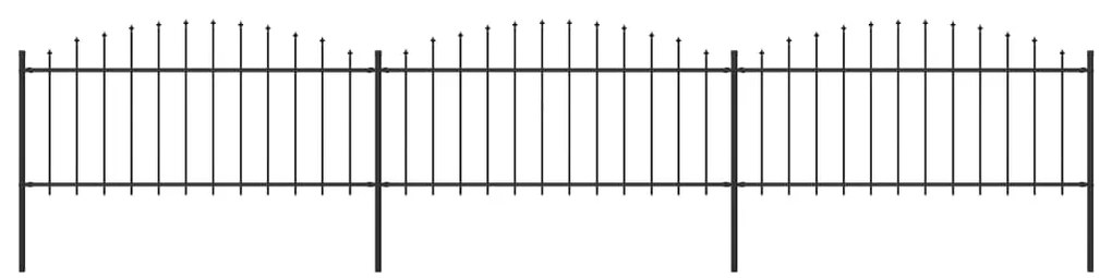 Sonata Градинска ограда с пики, стомана, (0,5-0,75)x5,1 м, черна