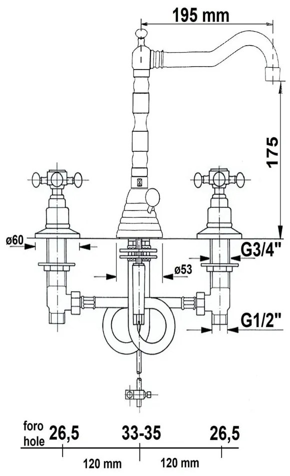 Батерия за мивка в бронзов цвят Antea – Sapho