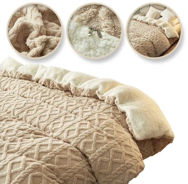 Изключително меко плетено плюшено одеяло 180 x 220 cm Бежово