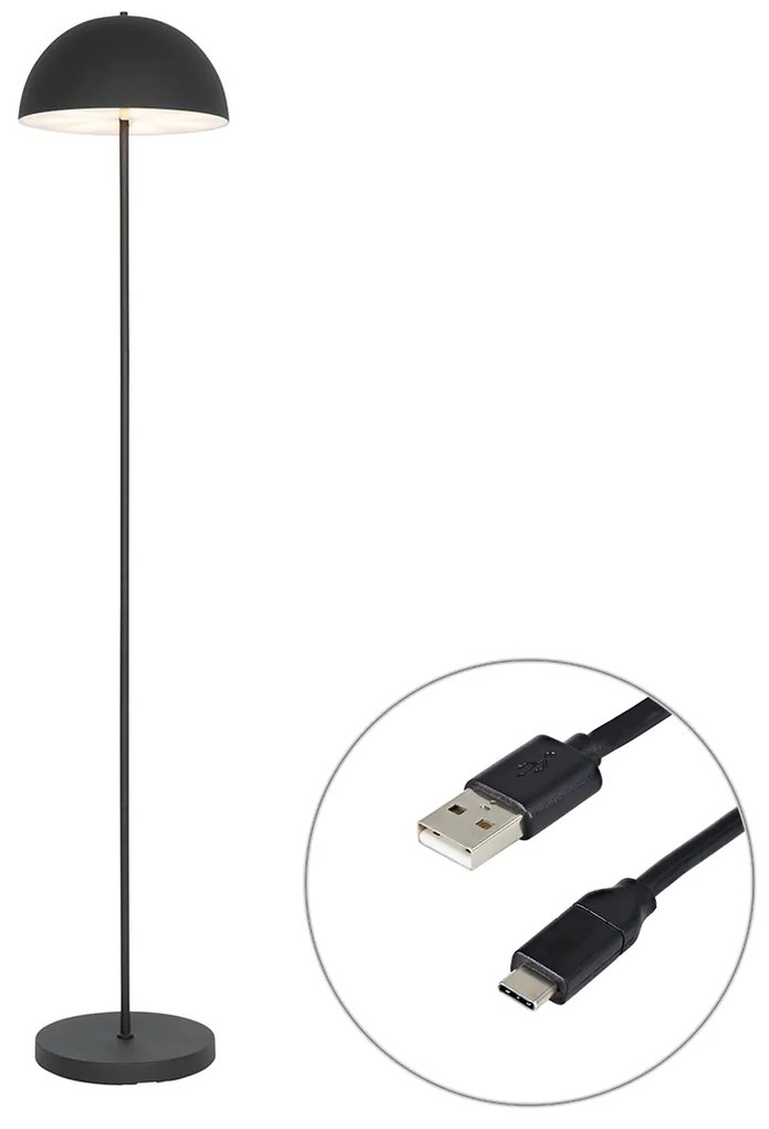 Подова лампа за външен монтаж черна акумулаторна 3-степенна димируема - Keira