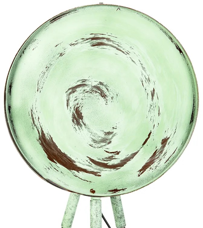 Винтидж подова лампа на бамбуков трипод зелена с мед - Barrel