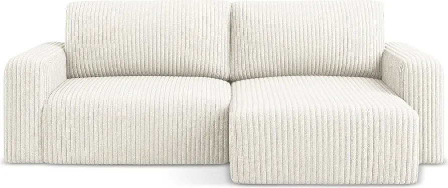 Кремав сгъваем/с място за съхранение ъглов диван от рипсено кадифе (десен ъгъл) Kona – Makamii