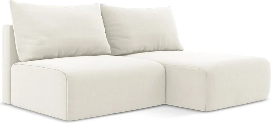 Кремав кадифен сгъваем/с място за съхранение ъглов диван (десен ъгъл) Kalena – Makamii