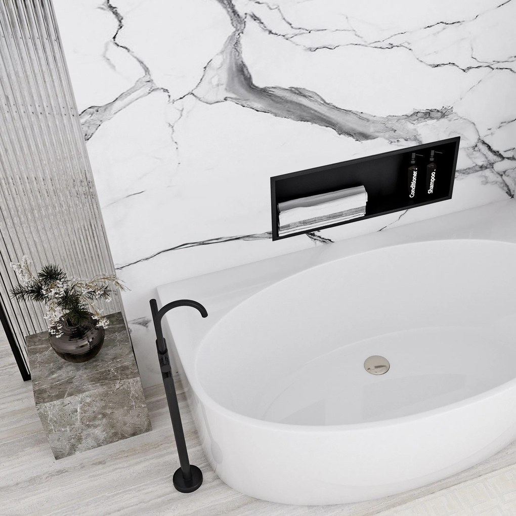 Вграден рафт за баня 30x60 black matt