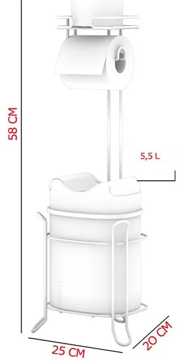 Стояща поставка за тоалетна хартия TEKNO TEL MG-098WW , с кошче