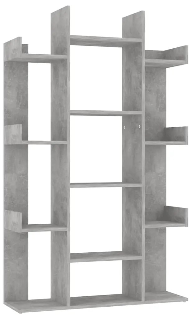808904 vidaXL Шкаф библиотека, бетонно сив, 86x25,5x140 см, инженерно дърво