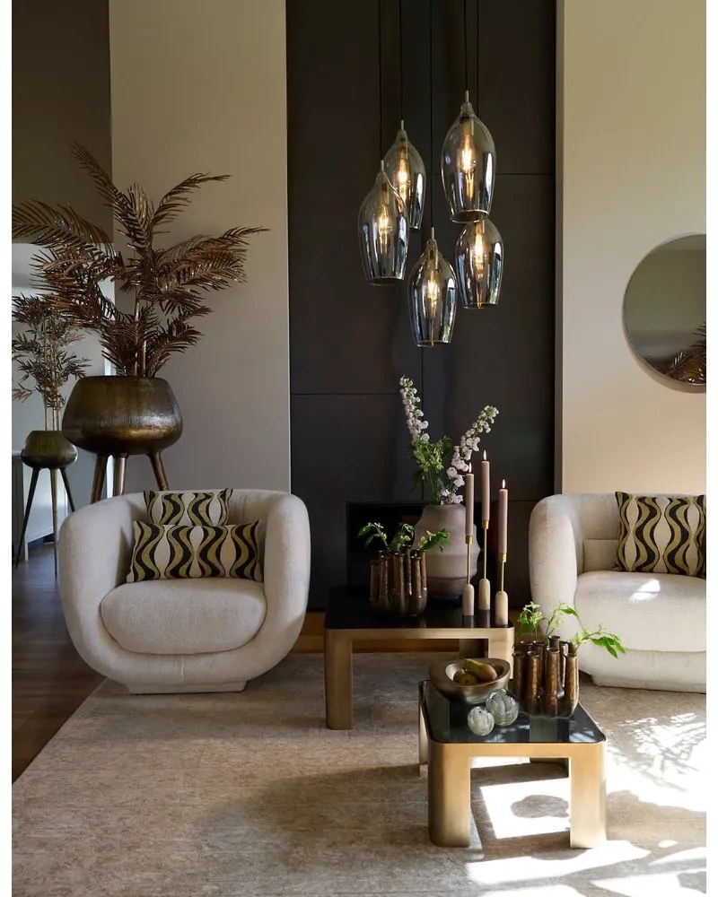 Тъмносиво и бронзово висящо осветително тяло със стъклен абажур ø 45 cm Lukaro – Light &amp; Living