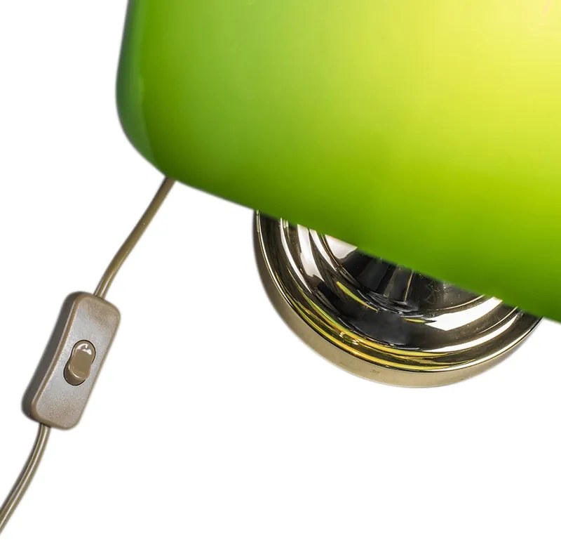 Класическа настолна лампа/нотариална лампа месинг със зелено стъкло - Banker