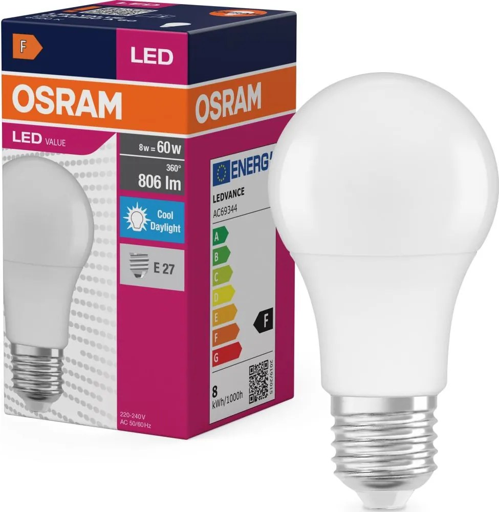 LED крушка A60 E27/8W/230V 6500K - Osram