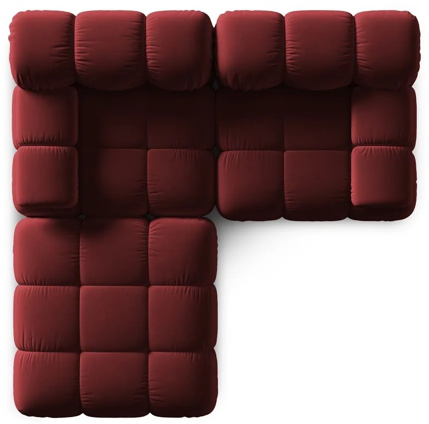 Червен ъглов диван от кадифе Bellis - Micadoni Home