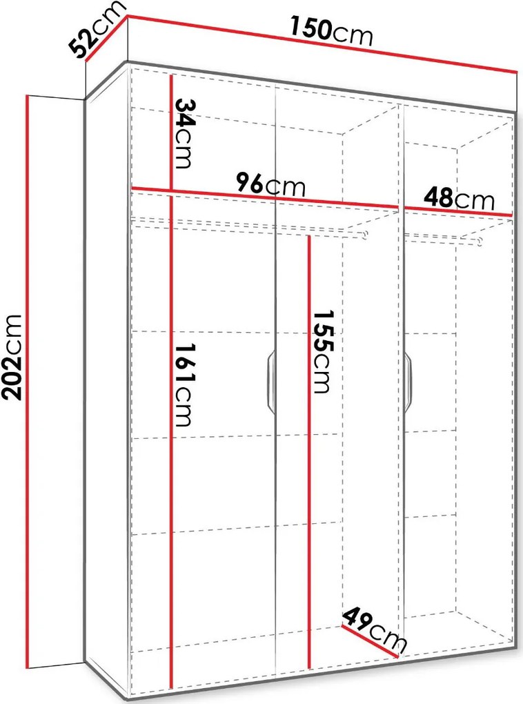 Гардероб Малага трикрилен-Артизан