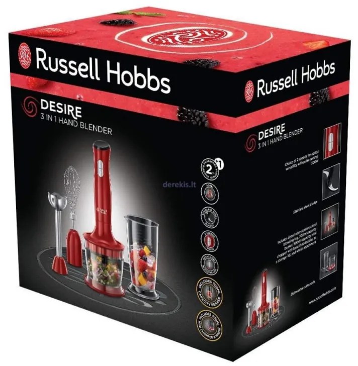 Пасатор, чопър и миксер Russell Hobbs Desire 24700-56, 500W, 2 скорости, Червен