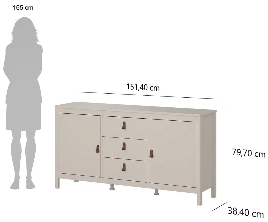 Сиво-бежов скрин 152x80x38 cm Madrid – Tvilum