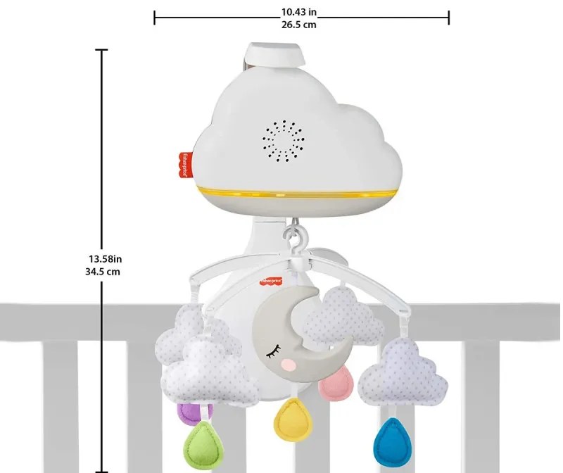 Музикална въртележка Fisher-Price Calming Clouds GRP99, Нощна лампа, Облачета, Бял