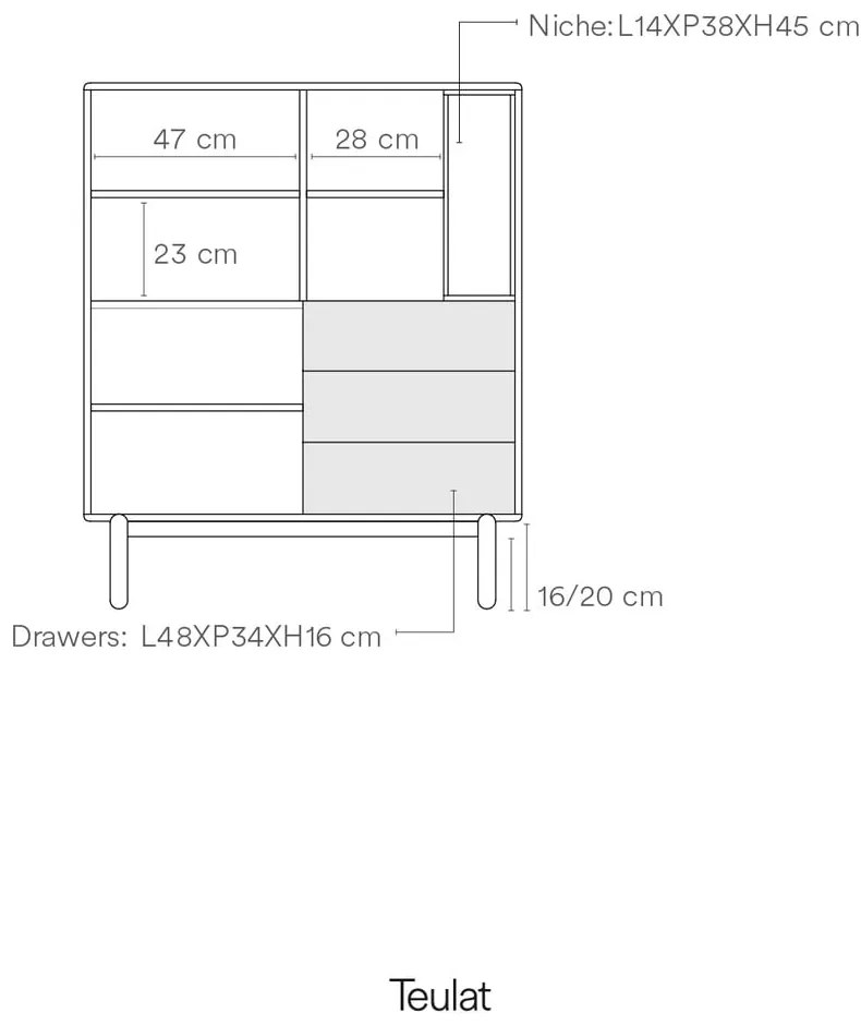Тъмно сив висок скрин 100x120 cm Corvo - Teulat