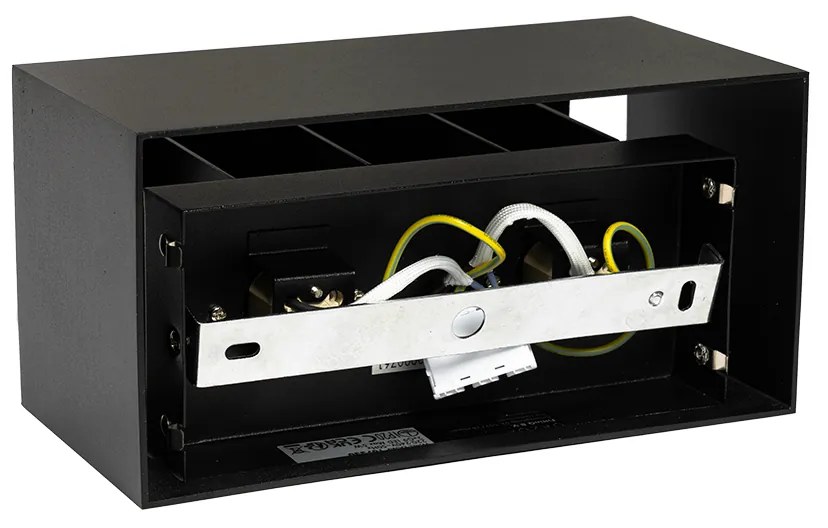 Модерна стенна лампа черна правоъгълна 2-светлина - Edwin