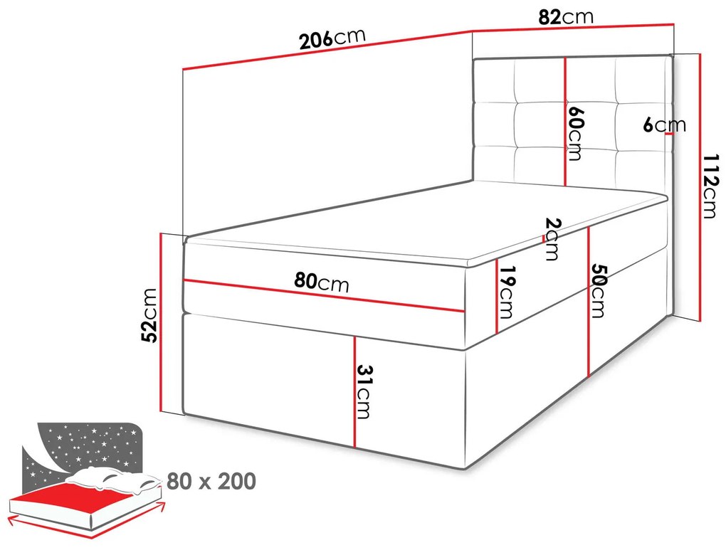 Тапицирано легло Cineplex-Anthraki-80 x 200