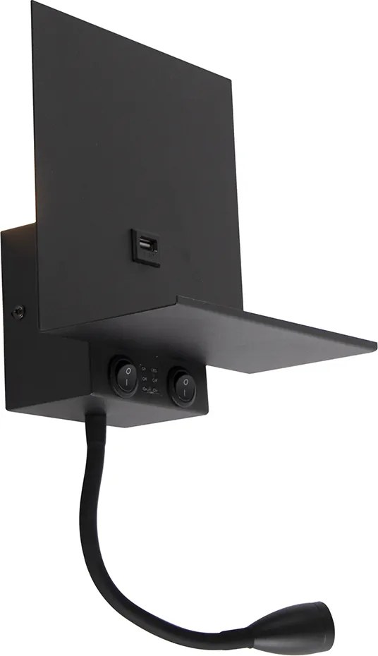 Интелигентна стенна лампа черна с USB и гъвкава ръка с Wifi G9 - Flero