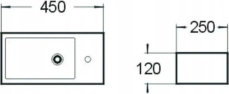 Mexen Inez лява мивка за монтаж на плот 45 x 25 см, бяла - 21434500L