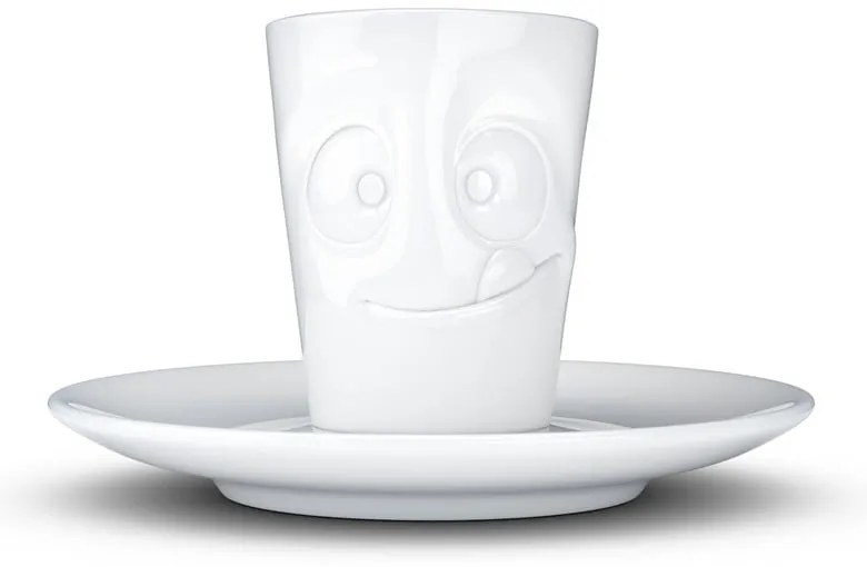 Бяла порцеланова чаша за еспресо с чинийка, обем 80 ml - 58products