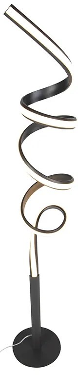 Дизайнерска подова лампа черна с LED и димер - Twisted