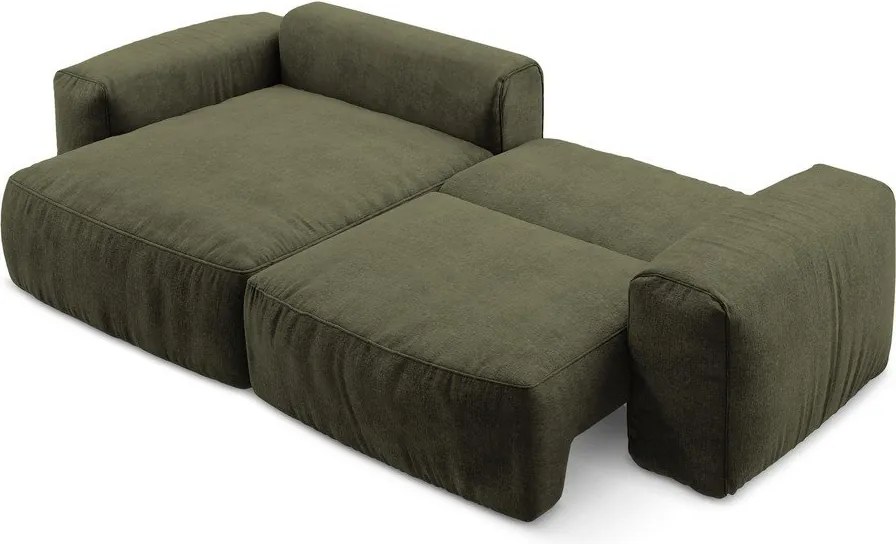 Зелен шенилов сгъваем ъглов диван (ляв ъгъл) Kuki – Makamii