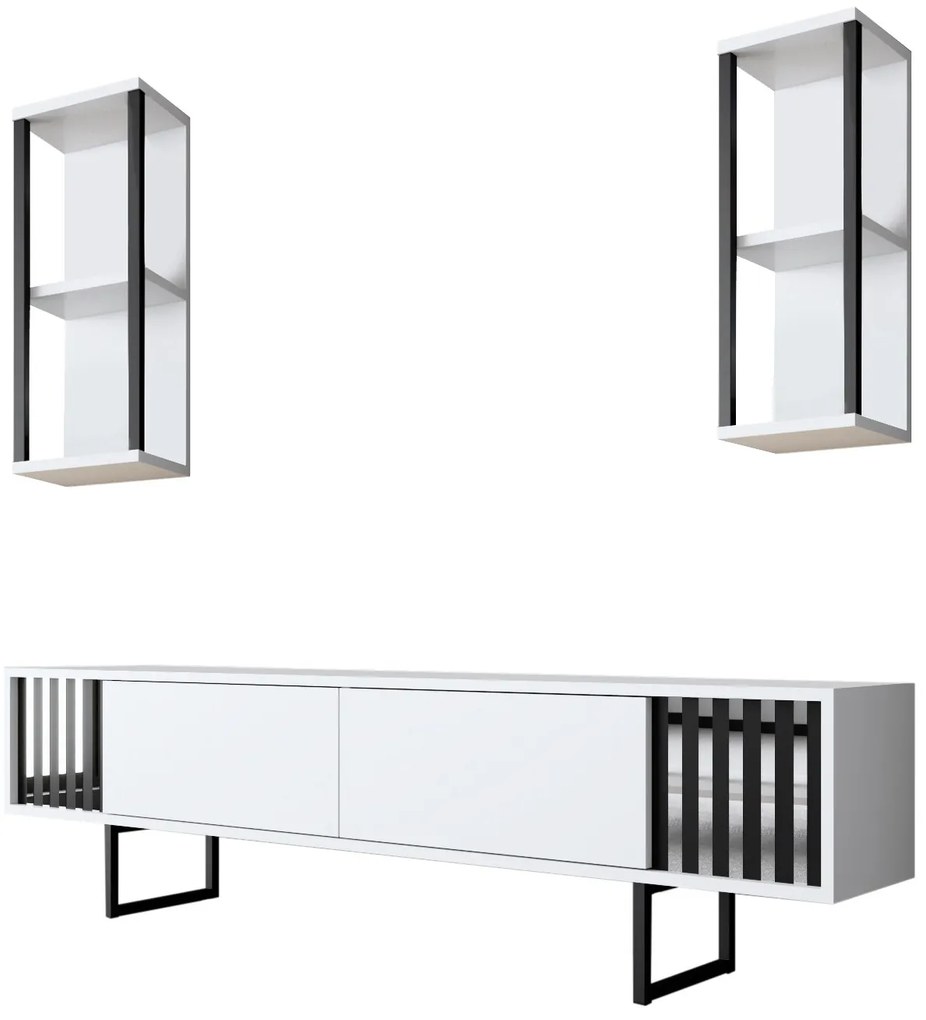 ТВ шкаф Chrome, цвят Бял Черен