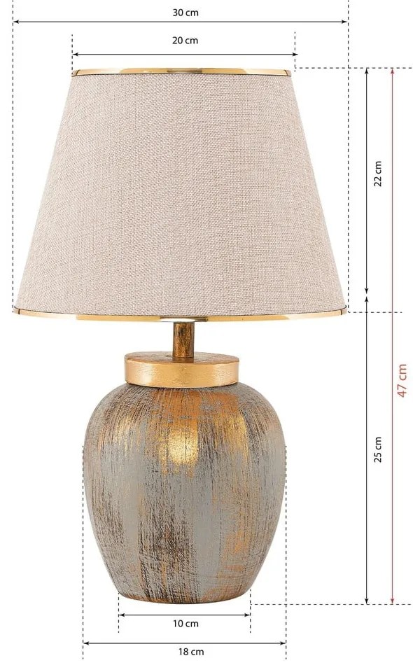 Кремава и златисто настолна лампа (височина 47 cm) – Opviq lights