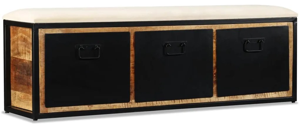 244581 vidaXL Пейка за съхранение с 3 чекмеджета, манго масив, 120x30x40 см