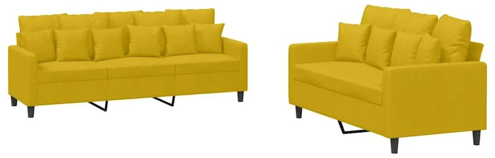 3201726 vidaXL Комплект дивани от 2 части с възглавници, жълт, кадифе