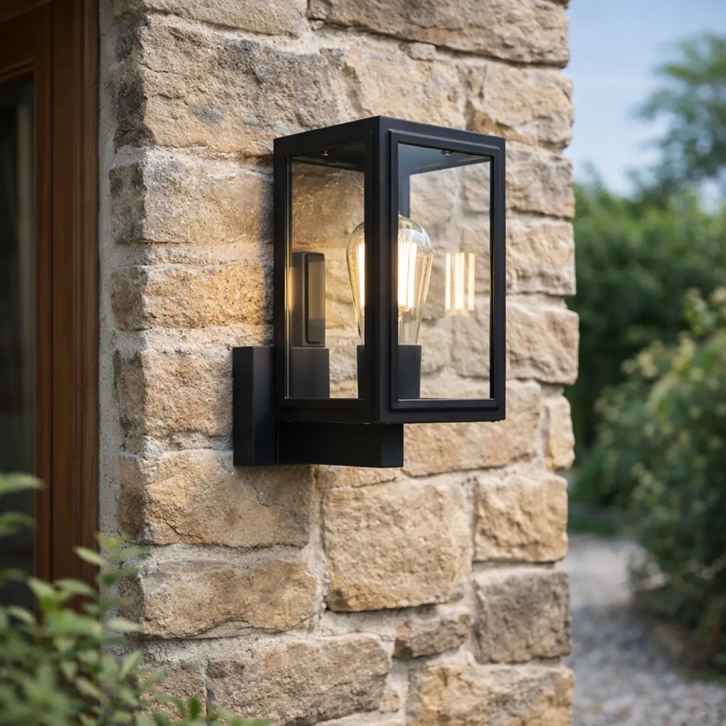 Ръстична стенна лампа черна IP44 - Sutton Up