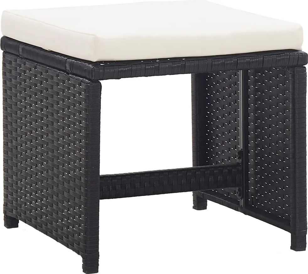 46416 vidaXL Градински табуретки с възглавници, 2 бр, черен полиратан