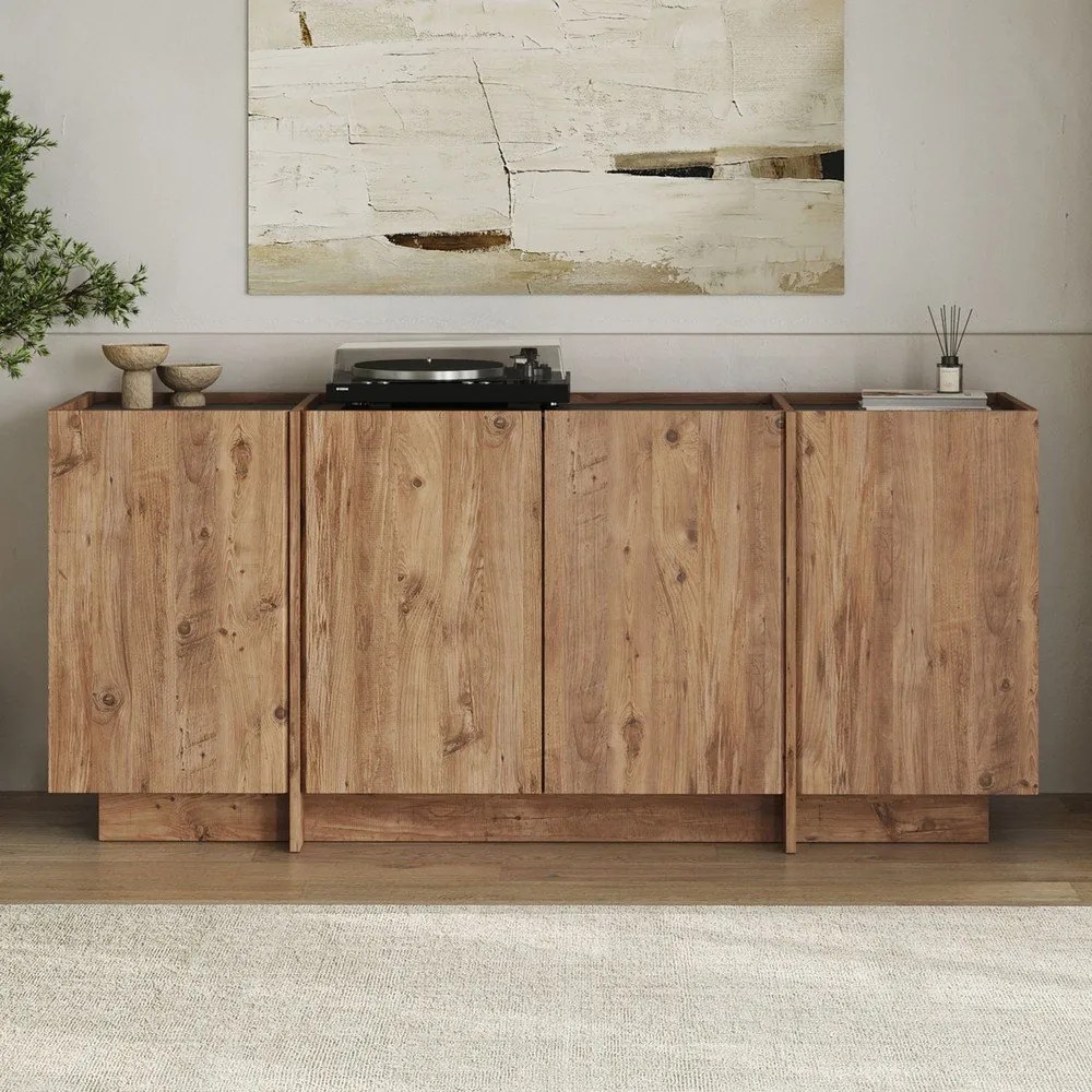 Скрин от декор от бор с отвор за кабели в естествен цвят 180x80x45 cm Dorma – Kalune Design