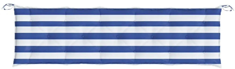 Възглавници за градинска пейка 2бр синьо-бяло райе Оксфорд плат