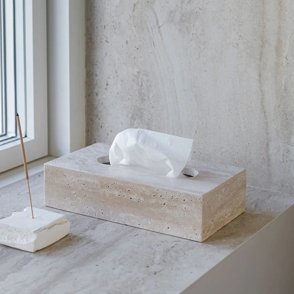 Каменна кутия за носни кърпички Travertine – Mette Ditmer Denmark